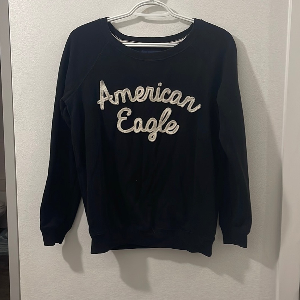 Black American Eagle Pullover Sweater